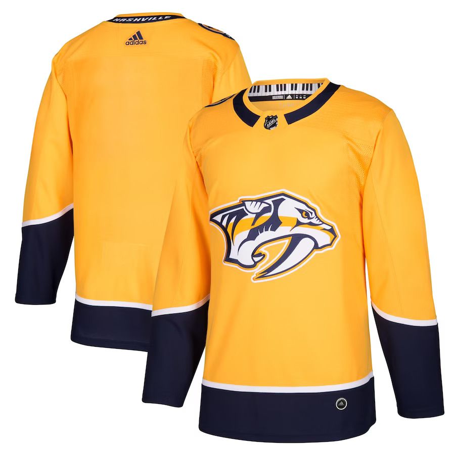 Men Nashville Predators adidas Gold Home Authentic Blank NHL Jersey->customized nhl jersey->Custom Jersey